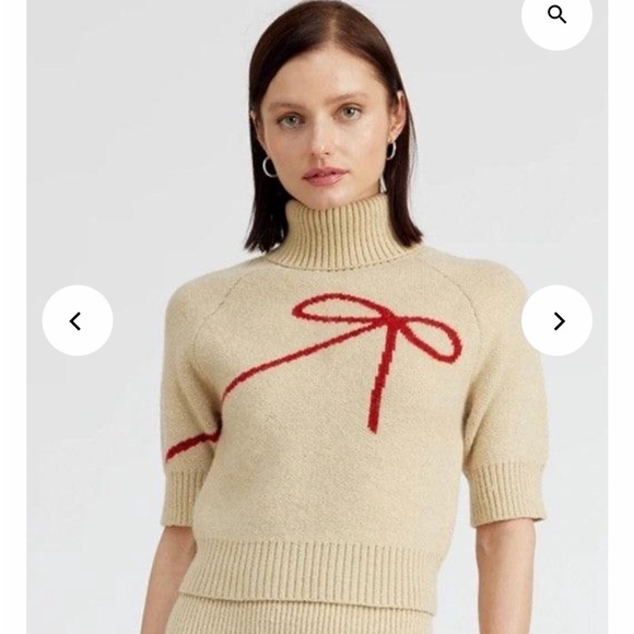 En Saison Women's Merril Bow Print Turtleneck Sweater size S - Picture 3 of 7